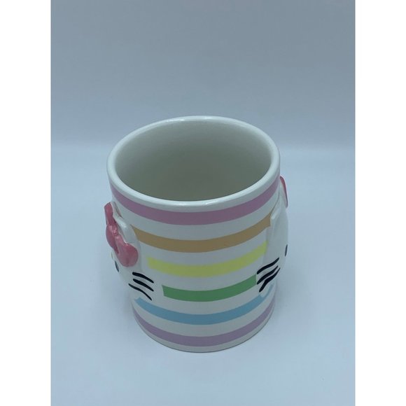 Sanrio Hello Kitty 3D Sculpted Striped Ceramic Mug with bow handle - Picture 4 of 8